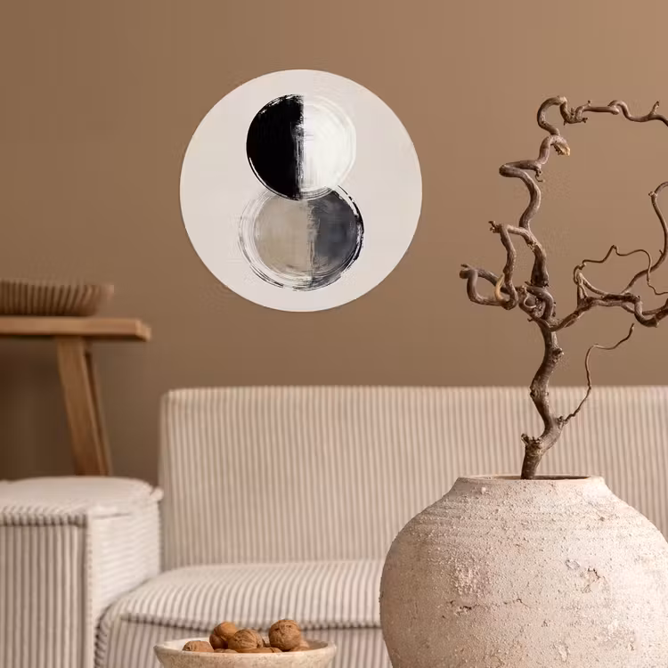 Cirkels - Strepen - Minimalistisch - Zwart Wandcirkel behangsticker klein -sfeer1
