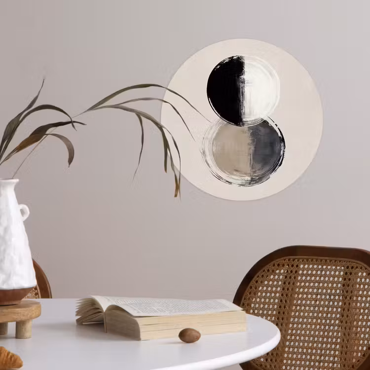 Cirkels - Strepen - Minimalistisch - Zwart Wandcirkel behangsticker klein -sfeer3