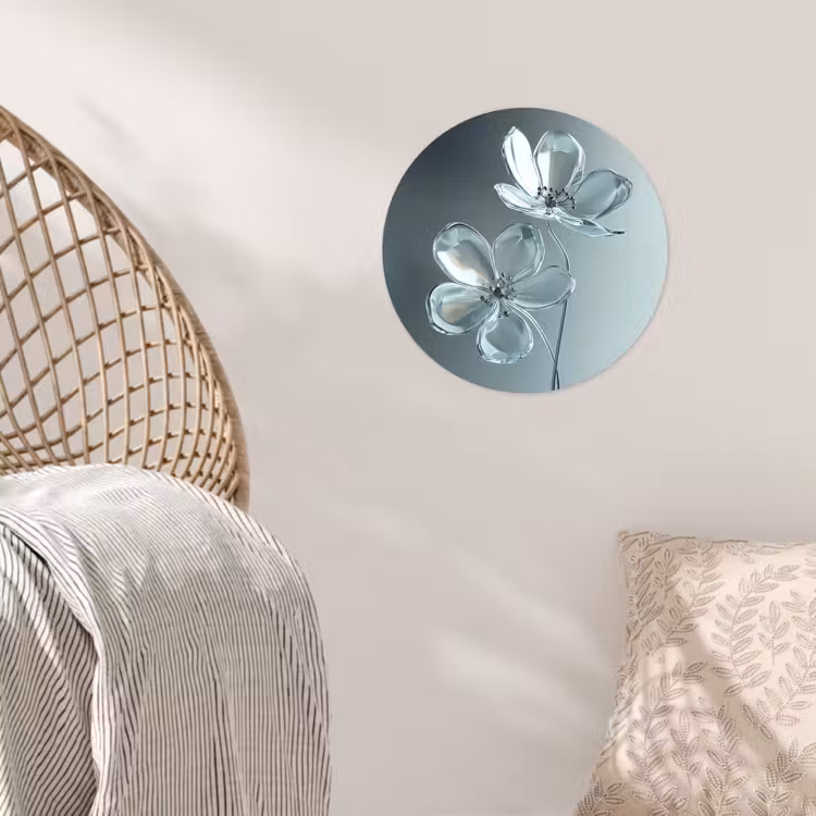 Kristal - Bloemen - Grijs Wandcirkel behangsticker klein -sfeer4