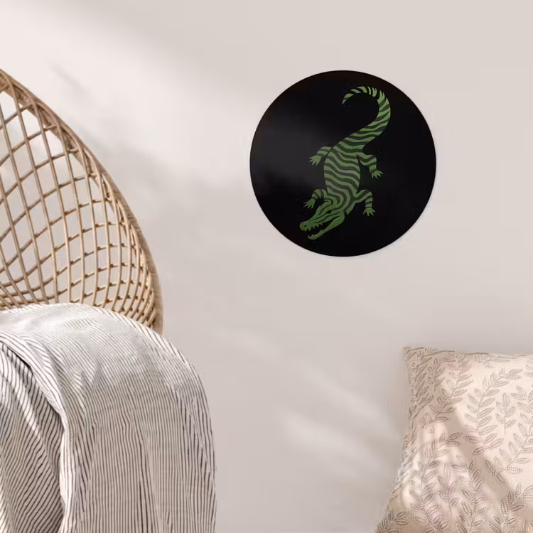 Krokodil - Groen - Tijgerachtig - Strepen Wandcirkel behangsticker klein -sfeer4