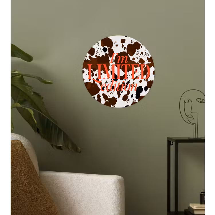 Koeienprint - Limited edition - Rood Wandcirkel behangsticker klein -sfeer2