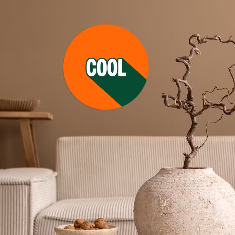 Cool - Oranje - Groen Wandcirkel behangsticker klein -sfeer1