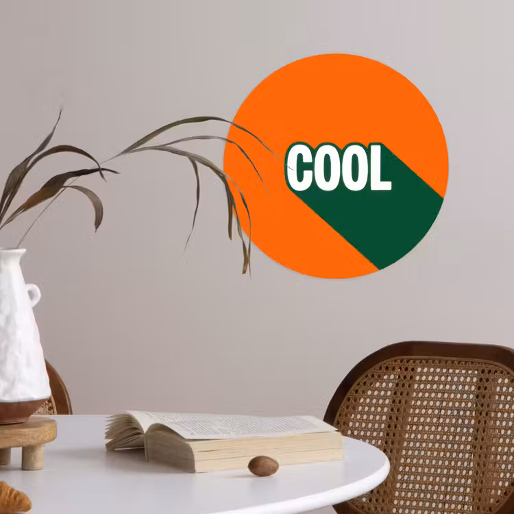 Cool - Oranje - Groen Wandcirkel behangsticker klein -sfeer3