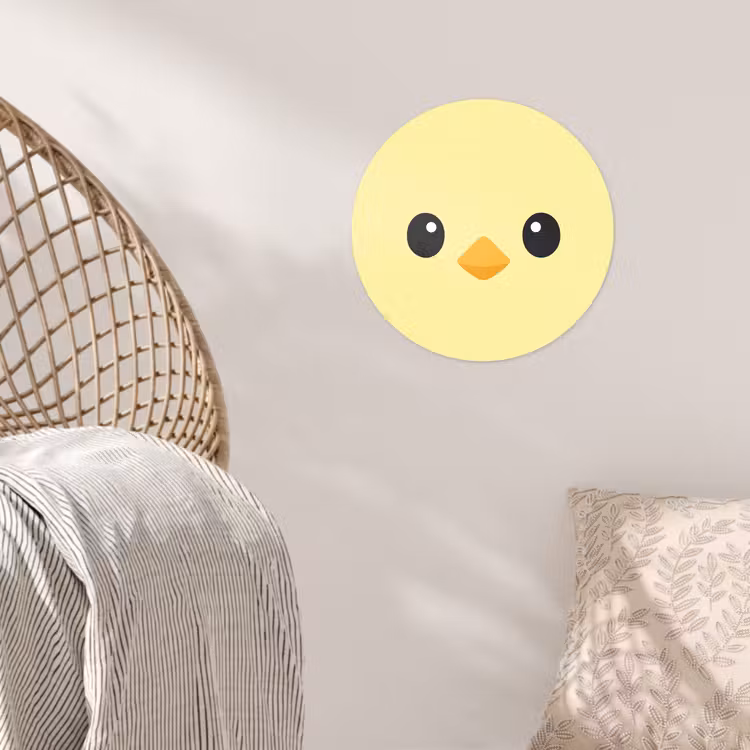 Kuiken - Vrolijk - Geel - Minimalistisch Wandcirkel behangsticker klein -sfeer4