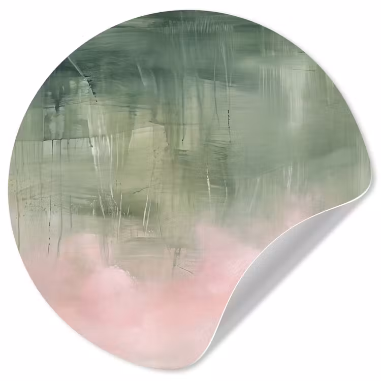 Kunst - Abstract - Modern - Groen - Roze Wandcirkel behangsticker klein -3d