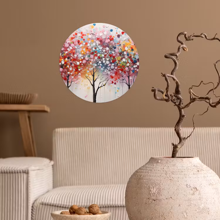 Kunst - Bomen - Natuur - Acryl Wandcirkel behangsticker klein -sfeer1