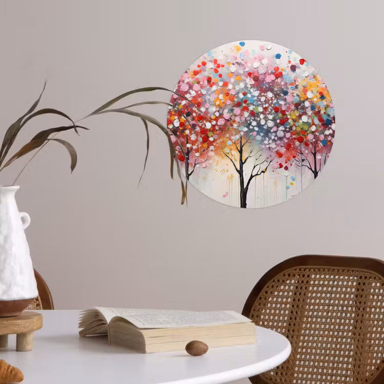 Kunst - Bomen - Natuur - Acryl Wandcirkel behangsticker klein -sfeer3
