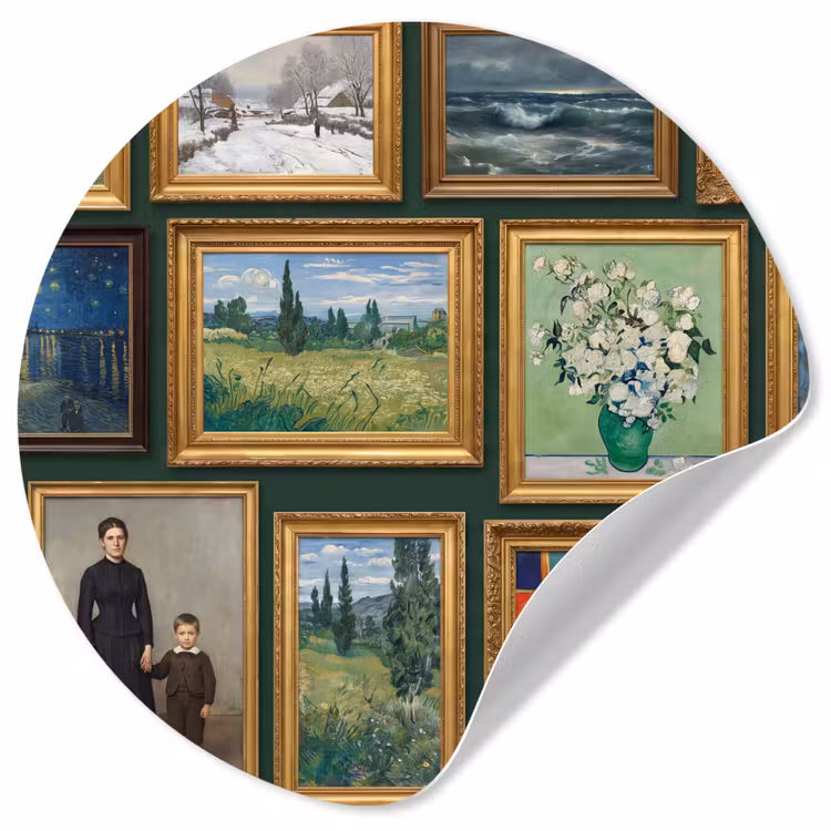 Kunst - Schilderijen - Collectie - Klassiek - Groen Wandcirkel behangsticker klein -3d