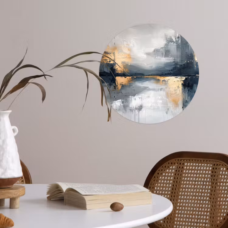 Kunst - Grijs - Goud - Abstract Wandcirkel behangsticker klein -sfeer3