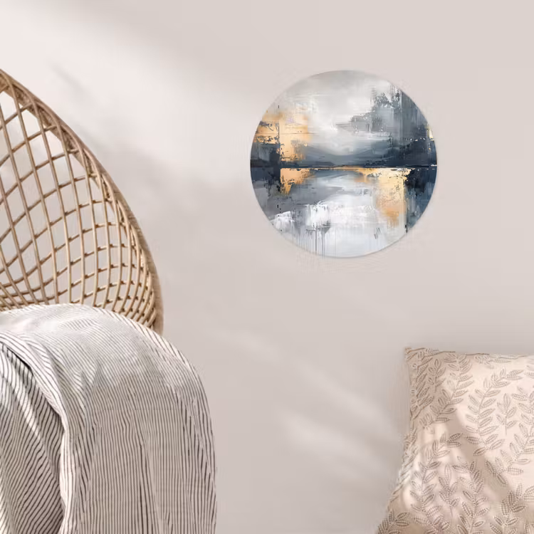 Kunst - Grijs - Goud - Abstract Wandcirkel behangsticker klein -sfeer4