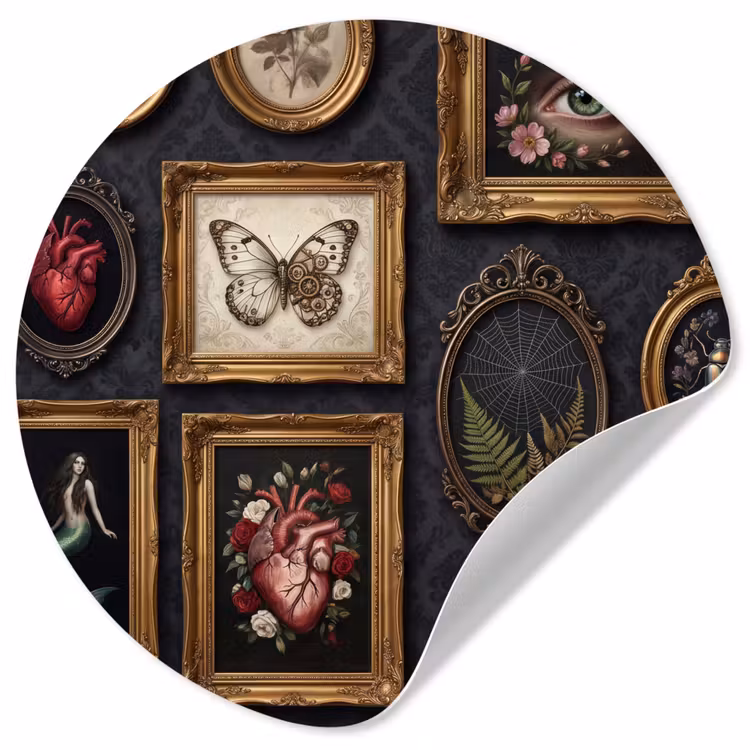 Kunst - Collectie - Vintage - Klassiek - Donker Wandcirkel behangsticker klein -3d