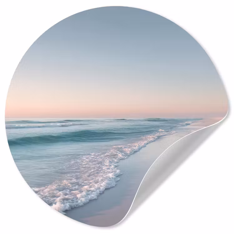 Kustlijn - Pastel - water Wandcirkel behangsticker klein -3d