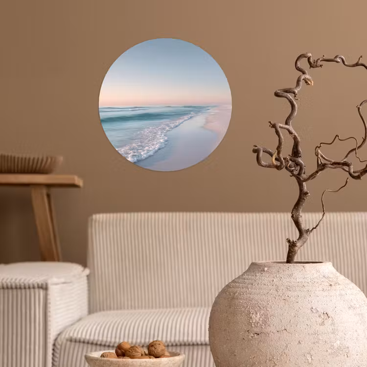 Kustlijn - Pastel - water Wandcirkel behangsticker klein -sfeer1