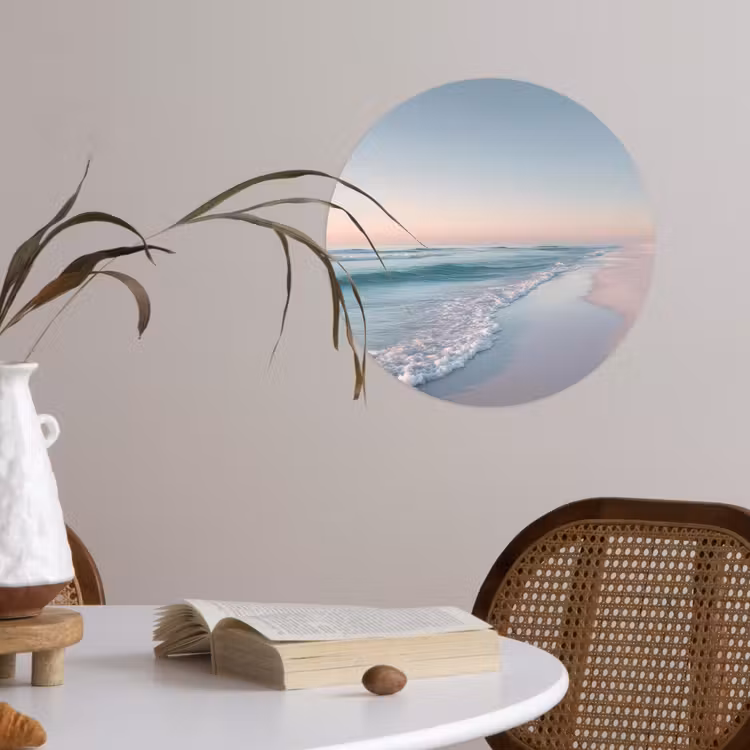 Kustlijn - Pastel - water Wandcirkel behangsticker klein -sfeer3