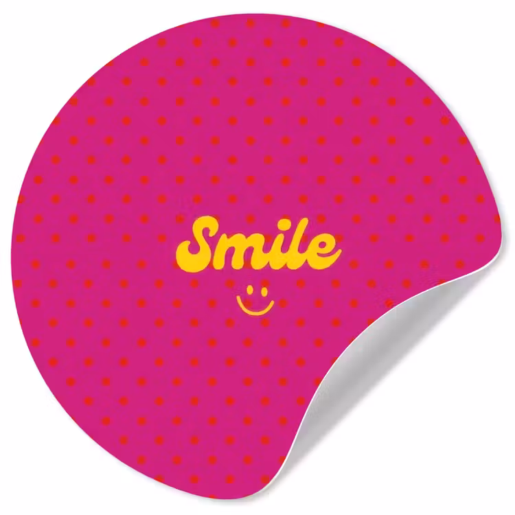 Smile - Stippen - Roze Wandcirkel behangsticker klein -3d