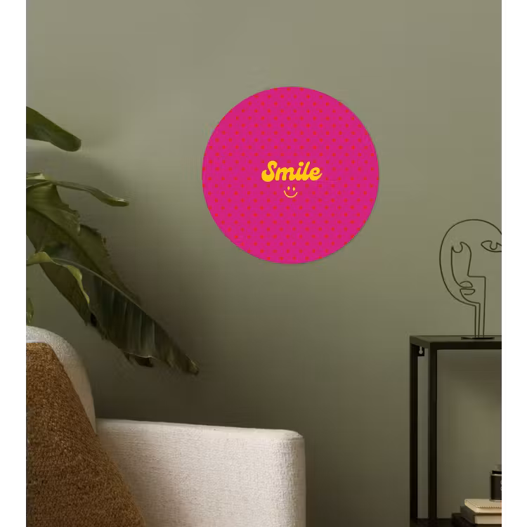 Smile - Stippen - Roze Wandcirkel behangsticker klein -sfeer2