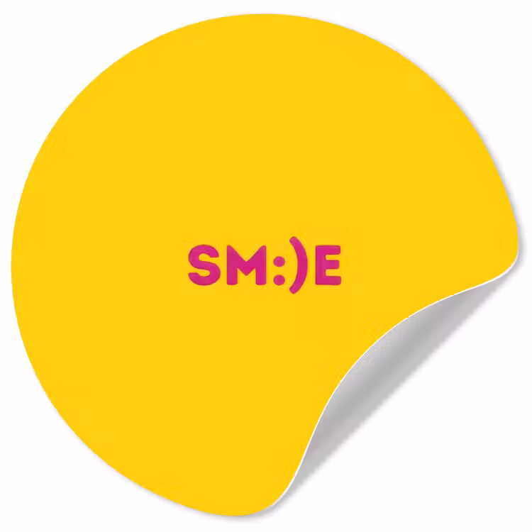 Smile - Roze - Geel Wandcirkel behangsticker klein -3d