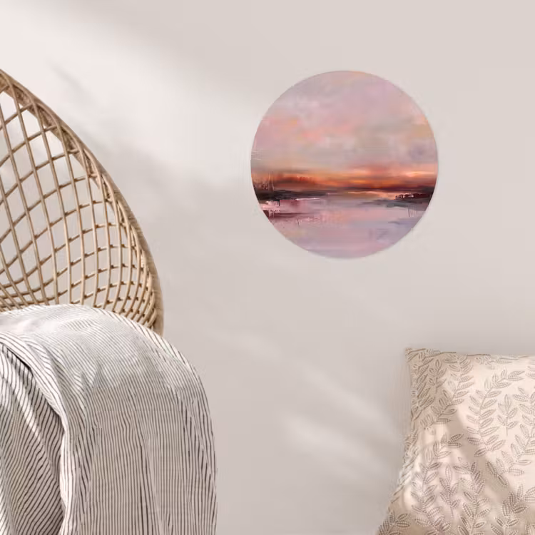 Landschap - Zonsondergang - Abstract - Modern - Roze Wandcirkel behangsticker klein -sfeer4