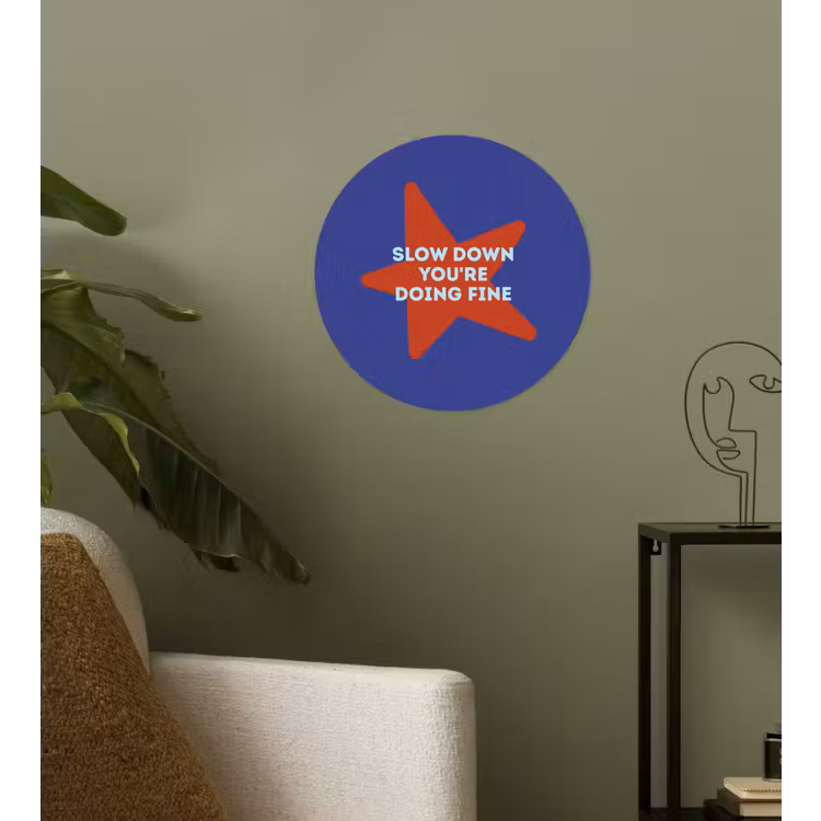 Slow down you're doing fine - Ster - Blauw Wandcirkel behangsticker klein -sfeer2