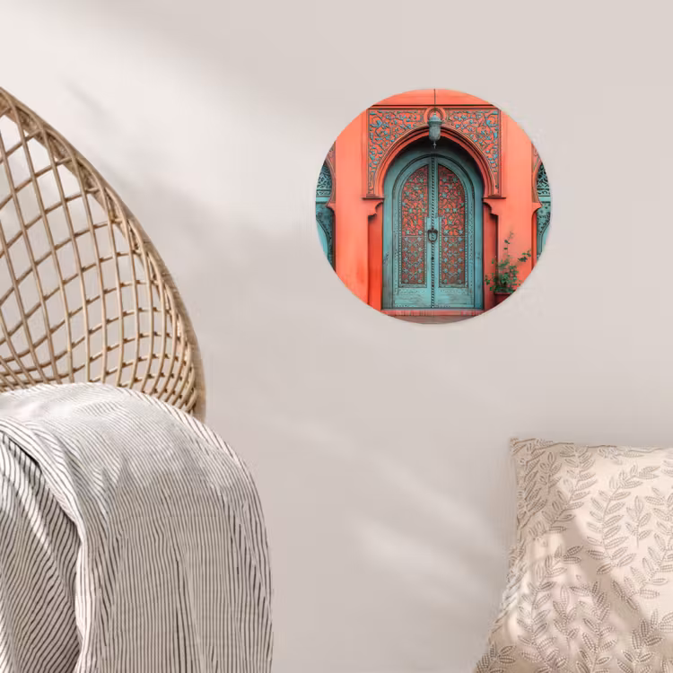 Lantaarn - Deur - Turquoise Wandcirkel behangsticker klein -sfeer4