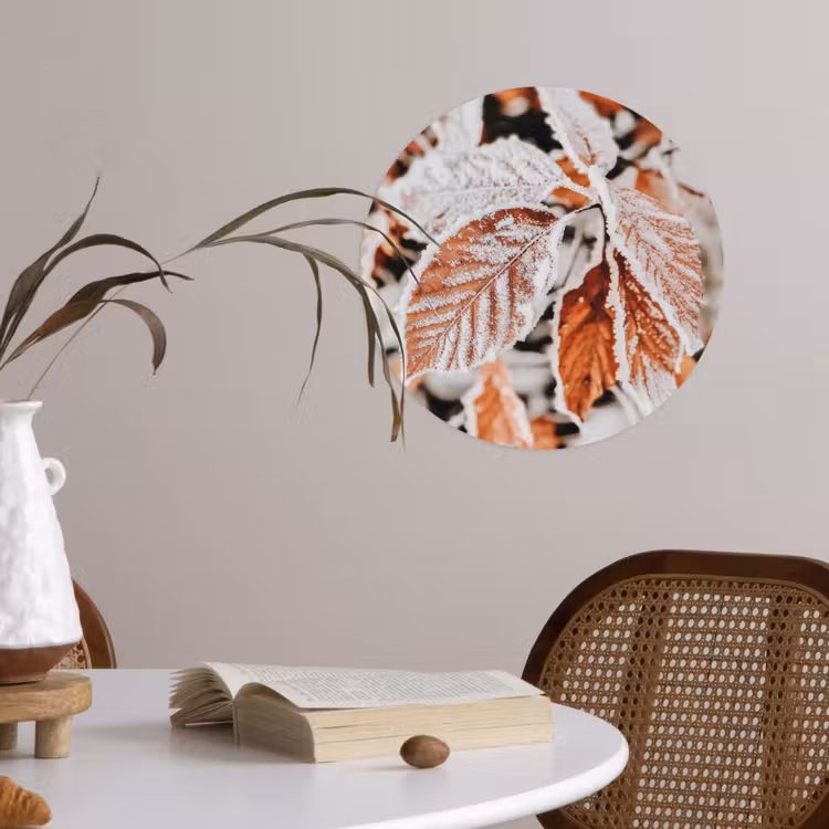 Bladeren - IJs - Winter - Natuur Wandcirkel behangsticker klein -sfeer3