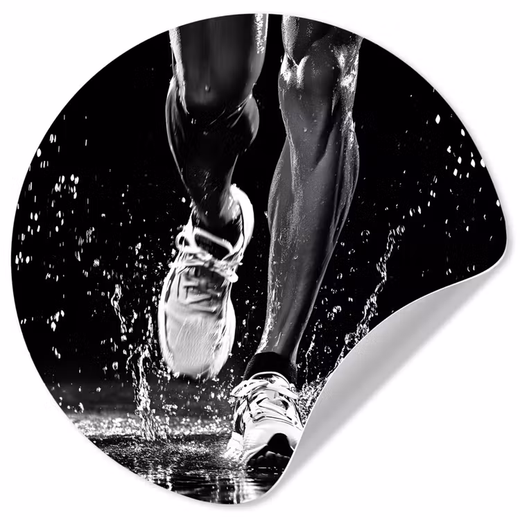 Hardloopschoenen - Rennen - Druppels - Zwart Wandcirkel behangsticker klein -3d