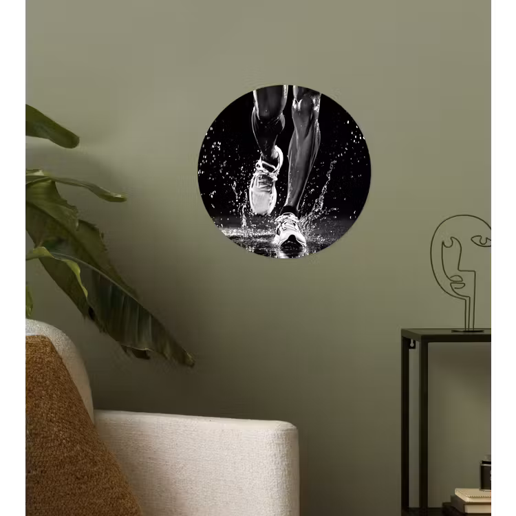 Hardloopschoenen - Rennen - Druppels - Zwart Wandcirkel behangsticker klein -sfeer2