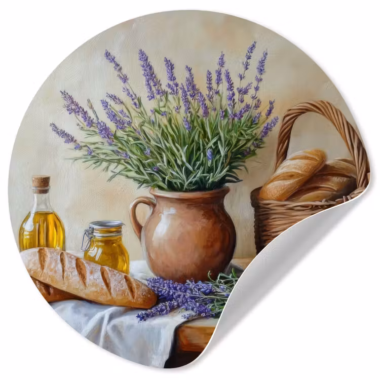 Lavendel - Brood - Stilleven Wandcirkel behangsticker klein -3d