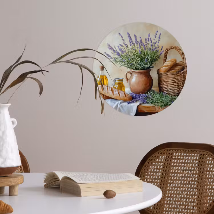 Lavendel - Brood - Stilleven Wandcirkel behangsticker klein -sfeer3