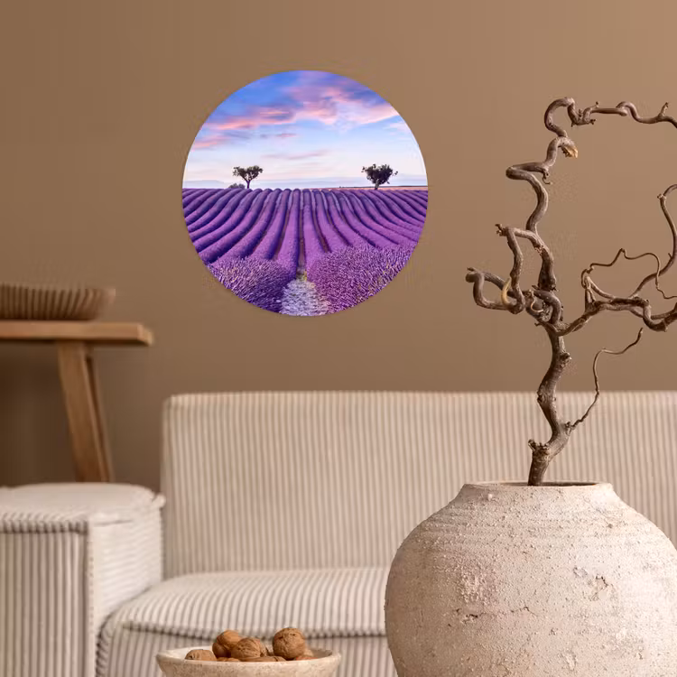 Lavendel - Natuur - Paars - Bomen - Bloemen Wandcirkel behangsticker klein -sfeer1