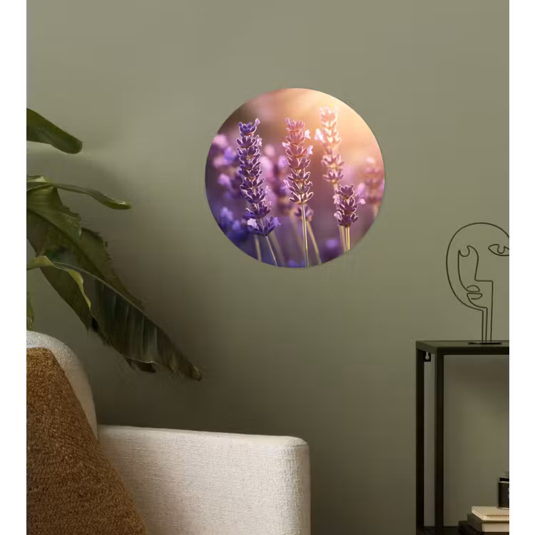 Lavendelbloemen - Paars - Zonlicht Wandcirkel behangsticker klein -sfeer2
