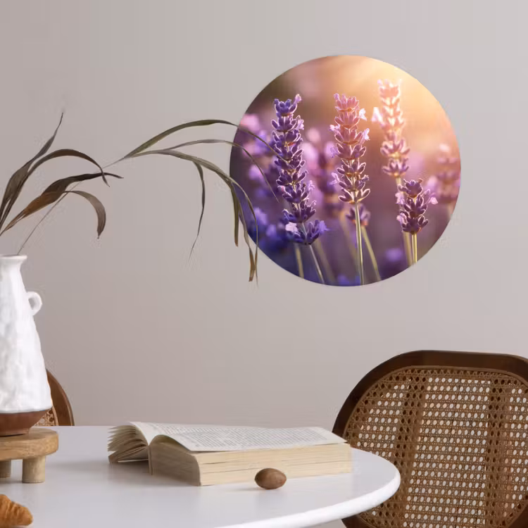 Lavendelbloemen - Paars - Zonlicht Wandcirkel behangsticker klein -sfeer3