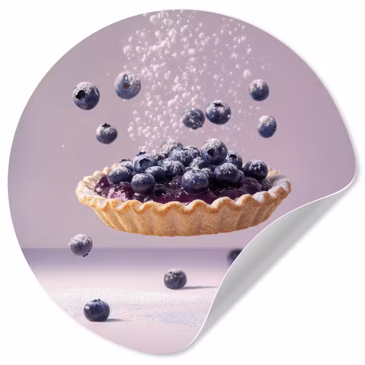 Eten - Taart - Bessen - Blauw Wandcirkel behangsticker klein -3d