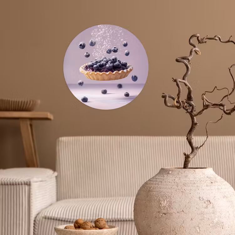 Eten - Taart - Bessen - Blauw Wandcirkel behangsticker klein -sfeer1