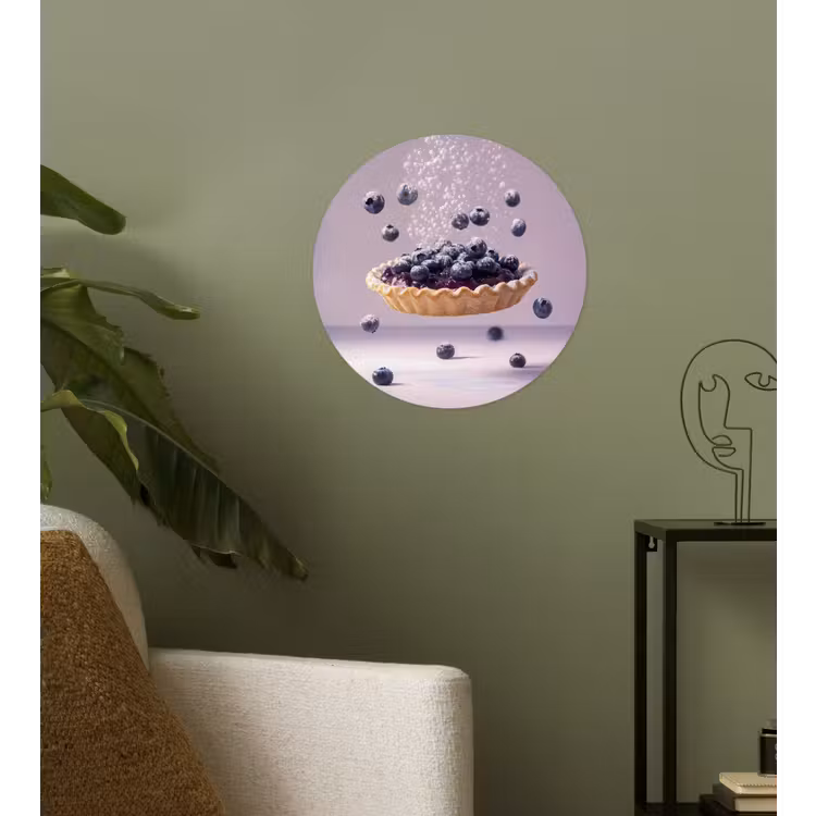 Eten - Taart - Bessen - Blauw Wandcirkel behangsticker klein -sfeer2