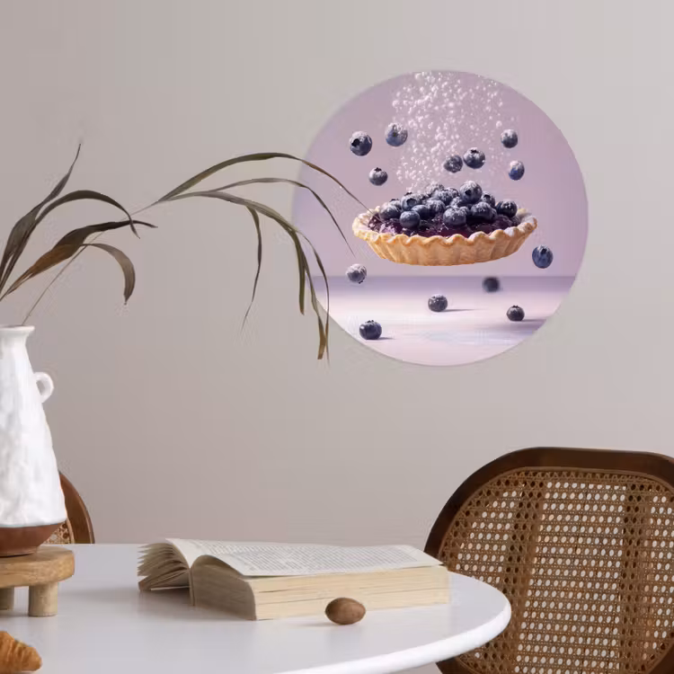 Eten - Taart - Bessen - Blauw Wandcirkel behangsticker klein -sfeer3