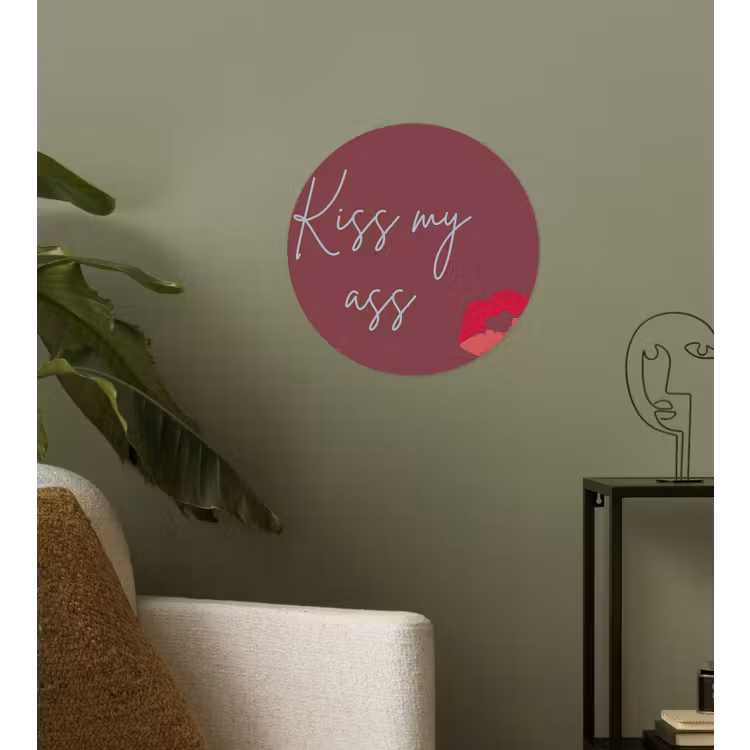 Kiss my ass - Lip - Bordeaux Wandcirkel behangsticker klein -sfeer2