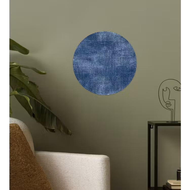 Linnen - Textuur - Patroon - Denim - Rustiek Wandcirkel behangsticker klein 186 -sfeer2