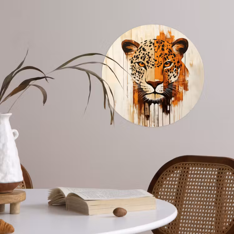 Luipaard - Symmetrisch - Strepen Wandcirkel behangsticker klein -sfeer3