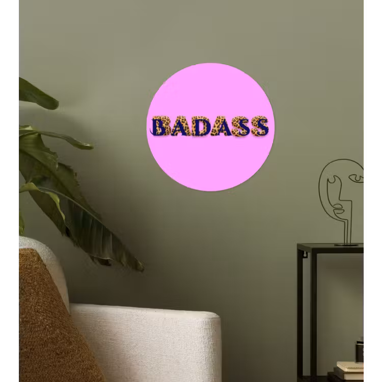 Felroze - Badass - Panterprint - Schaduw Wandcirkel behangsticker klein -sfeer2