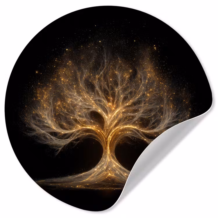 Lichtjes - Boom - Abstract - Zwart Wandcirkel behangsticker klein -3d