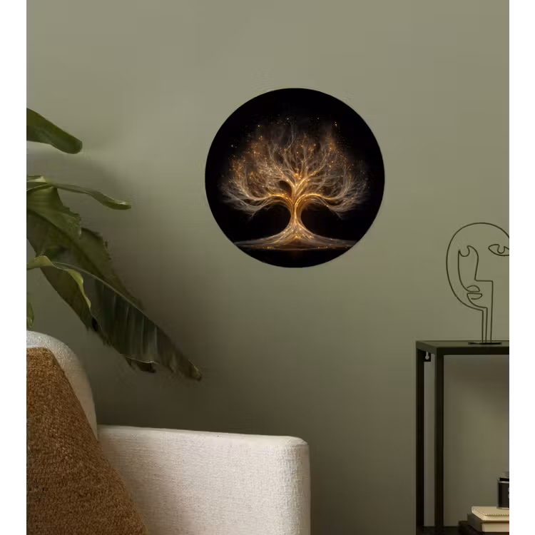 Lichtjes - Boom - Abstract - Zwart Wandcirkel behangsticker klein -sfeer2