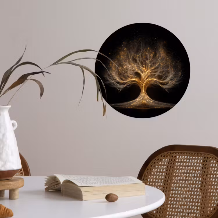 Lichtjes - Boom - Abstract - Zwart Wandcirkel behangsticker klein -sfeer3