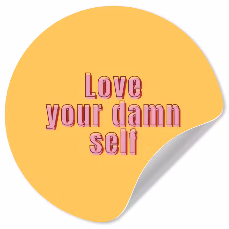 Love yourself - Roze - Geel Wandcirkel behangsticker klein -3d