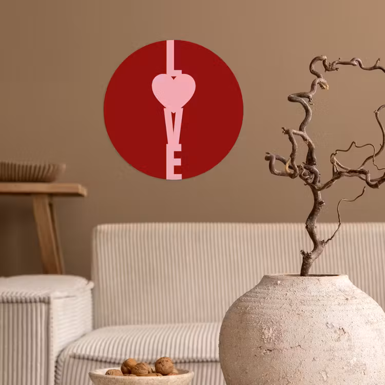 Love - Hart - Rood Wandcirkel behangsticker klein -sfeer1