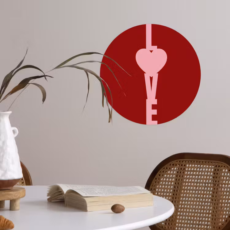 Love - Hart - Rood Wandcirkel behangsticker klein -sfeer3