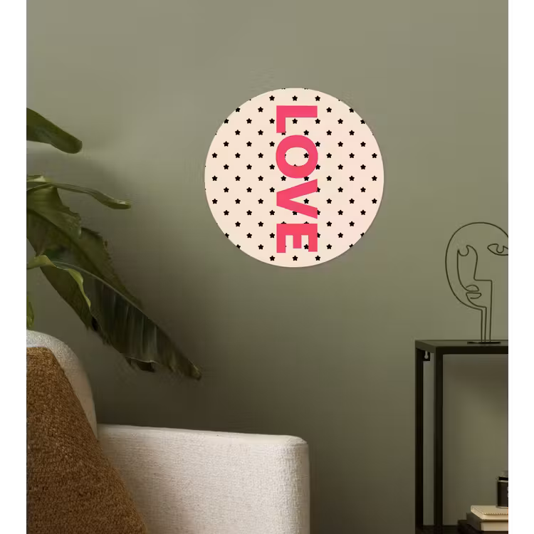 Love - Stippen - Roze Wandcirkel behangsticker klein -sfeer2