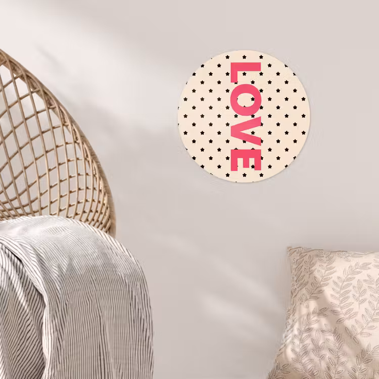 Love - Stippen - Roze Wandcirkel behangsticker klein -sfeer4