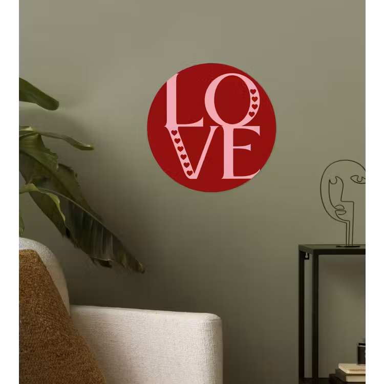Love - Rood - Hatjes Wandcirkel behangsticker klein -sfeer2