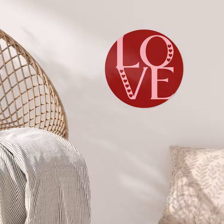 Love - Rood - Hatjes Wandcirkel behangsticker klein -sfeer4